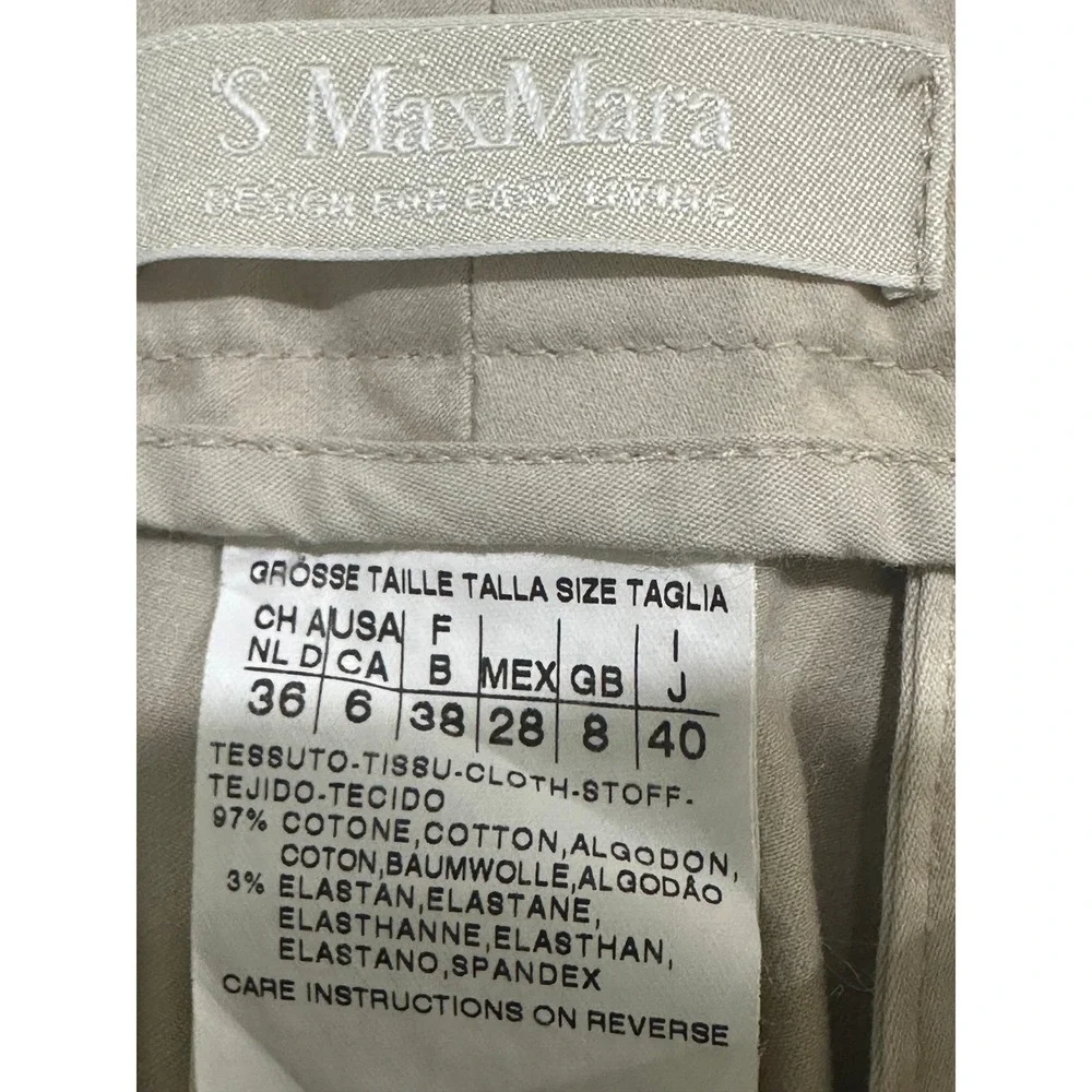 S Max Mara Beige Cotton Blend Stretch Trousers Pants Size 6 US 8 GB 40‎ IT